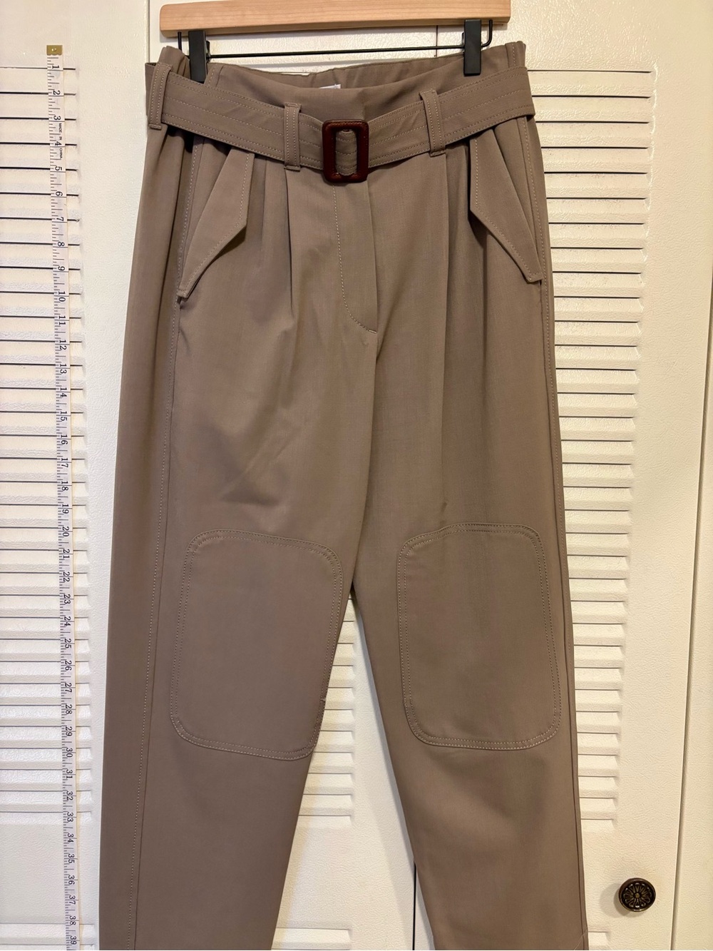 Brunello Cucinelli Taupe Pleated Chinos with Fabric Belt - Picture 1 of 8